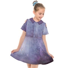 Orion Nebula Pastel Violet Purple Turquoise Blue Star Formation Kids  Short Sleeve Shirt Dress by genx