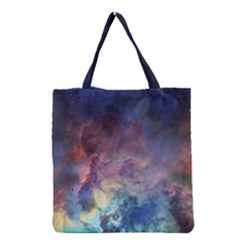 Lagoon Nebula Interstellar Cloud Pastel Pink, Turquoise And Yellow Stars Grocery Tote Bag by genx