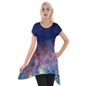 Lagoon Nebula Interstellar Cloud Pastel pink, turquoise and yellow stars Short Sleeve Side Drop Tunic View1