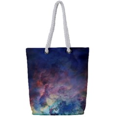 Lagoon Nebula Interstellar Cloud Pastel Pink, Turquoise And Yellow Stars Full Print Rope Handle Tote (small) by genx