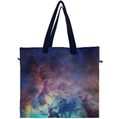 Lagoon Nebula Interstellar Cloud Pastel Pink, Turquoise And Yellow Stars Canvas Travel Bag by genx