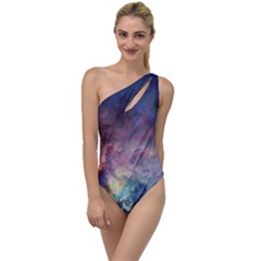 Lagoon Nebula Interstellar Cloud Pastel Pink, Turquoise And Yellow Stars To One Side Swimsuit by genx