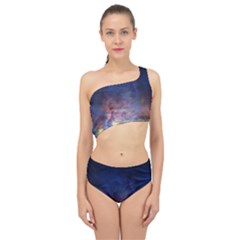 Lagoon Nebula Interstellar Cloud Pastel Pink, Turquoise And Yellow Stars Spliced Up Two Piece Swimsuit by genx