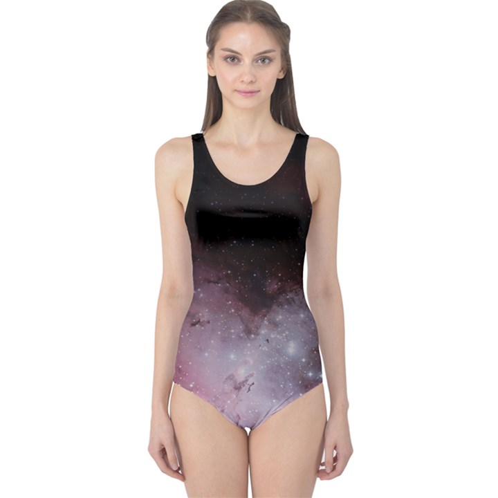 Eagle Nebula Wine Pink and Purple pastel Stars Astronomy One Piece Swimsuit