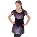 Eagle Nebula Wine Pink and Purple pastel Stars Astronomy Puff Sleeve Tunic Top View1