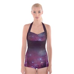 Christmas Tree Cluster Red Stars Nebula Constellation Astronomy Boyleg Halter Swimsuit  by genx