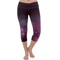 Christmas Tree Cluster Red Stars Nebula Constellation Astronomy Capri Yoga Leggings by genx