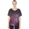 Christmas Tree cluster red stars nebula constellation Astronomy V-Neck Dolman Drape Top View1