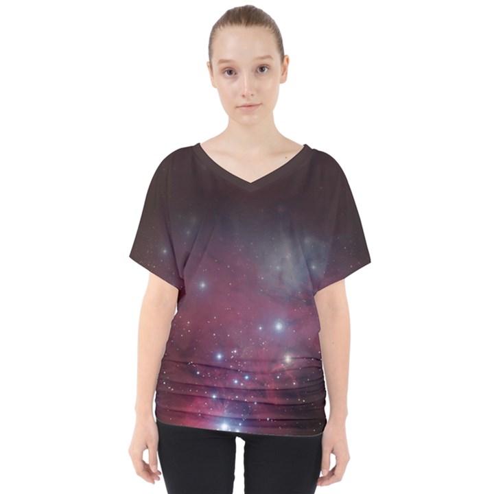 Christmas Tree cluster red stars nebula constellation Astronomy V-Neck Dolman Drape Top