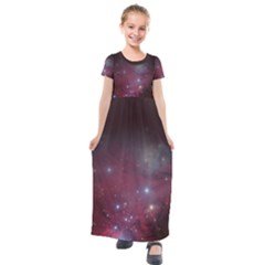 Christmas Tree Cluster Red Stars Nebula Constellation Astronomy Kids  Short Sleeve Maxi Dress by genx