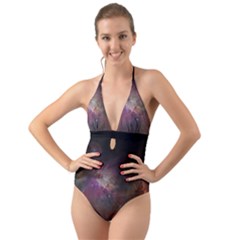 Orion Nebula Star Formation Orange Pink Brown Pastel Constellation Astronomy Halter Cut-out One Piece Swimsuit by genx