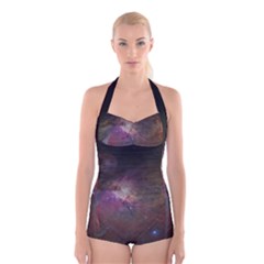 Orion Nebula Star Formation Orange Pink Brown Pastel Constellation Astronomy Boyleg Halter Swimsuit  by genx