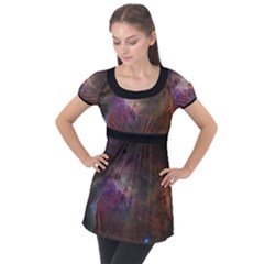 Orion Nebula Star Formation Orange Pink Brown Pastel Constellation Astronomy Puff Sleeve Tunic Top by genx