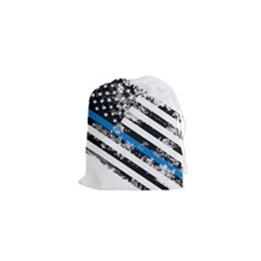 Usa Flag The Thin Blue Line I Back The Blue Usa Flag Grunge On White Background Drawstring Pouch (xs) by snek