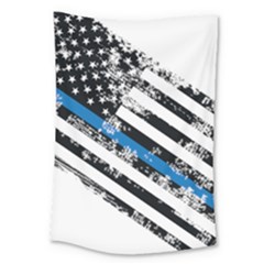 Usa Flag The Thin Blue Line I Back The Blue Usa Flag Grunge On White Background Large Tapestry by snek