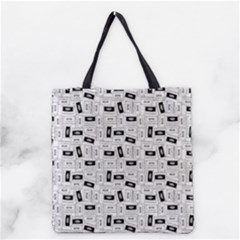 Tape Cassette 80s Retro Genx Pattern Black And White Grocery Tote Bag by genx