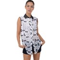 Tape Cassette 80s Retro GenX Pattern black and White Sleeveless Chiffon Button Shirt View1