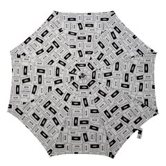 Tape Cassette 80s Retro Genx Pattern Black And White Hook Handle Umbrellas (small) by genx