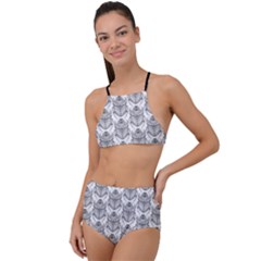 Scarab Pattern Egyptian Mythology Black And White High Waist Tankini Set by genx