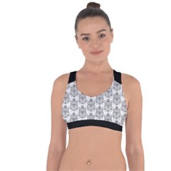 Scarab Pattern Egyptian Mythology Black And White Cross String Back Sports Bra by genx