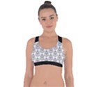 Scarab Pattern Egyptian Mythology Black and White Cross String Back Sports Bra View1