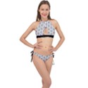 Scarab Pattern Egyptian Mythology Black and White Cross Front Halter Bikini Set View1