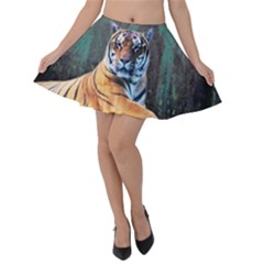 Tiger Animal Print Velvet Skater Skirt by greenthanet