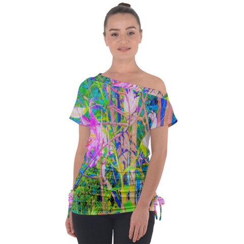 Abstract Oriental Lilies In My Rubio Garden Tie-up Tee by myrubiogarden