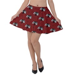 Red Badgers Velvet Skater Skirt by greenthanet