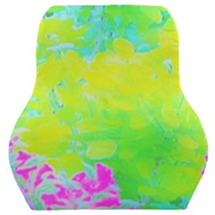 Fluorescent Yellow And Pink Abstract Garden Foliage Car Seat Back Cushion  by myrubiogarden