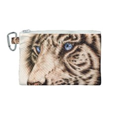 White Tiger Canvas Cosmetic Bag (medium) by ArtByThree