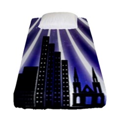 Superhero Background Lights City Fitted Sheet (single Size) by Wegoenart