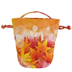 Autumn Background Maple Leaves Bokeh Drawstring Bucket Bag by Wegoenart