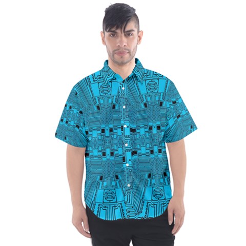 Technology Board Trace Digital Men s Short Sleeve Shirt by Wegoenart