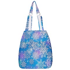 Snowflake Background Blue Purple Center Zip Backpack by Wegoenart