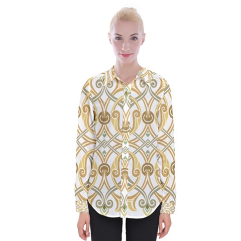 Arabesque Ornament Islamic Art Stencil Drawing Womens Long Sleeve Shirt by Wegoenart