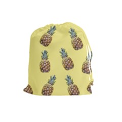 Pineapples Fruit Pattern Texture Drawstring Pouch (large) by Simbadda