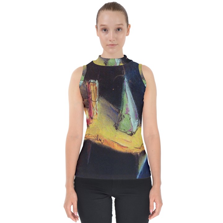 Cosmicchristmastree Mock Neck Shell Top