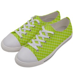 Yellow And Green Plaid Pattern Women s Low Top Canvas Sneakers by RedPanda