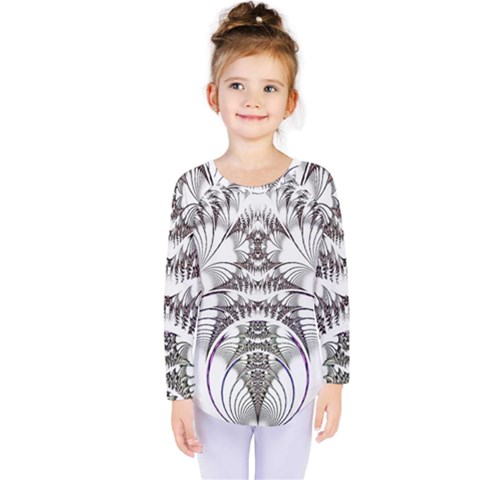 Fractal Delicate Intricate Kids  Long Sleeve Tee by Wegoenart