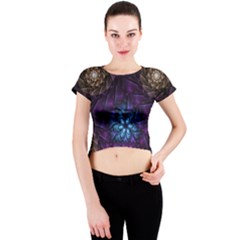 Geometry Fractal Colorful Geometric Crew Neck Crop Top by Wegoenart