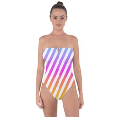 Abstract Lines Mockup Oblique Tie Back One Piece Swimsuit by Wegoenart