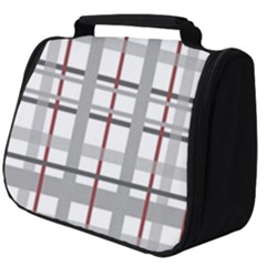 Fabric Plaid Grey Gray Burgundy Full Print Travel Pouch (big) by Wegoenart