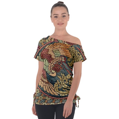 Wings Feathers Cubism Mosaic Tie-up Tee by Wegoenart