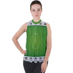 Background Sports Soccer Football Mock Neck Chiffon Sleeveless Top by Wegoenart