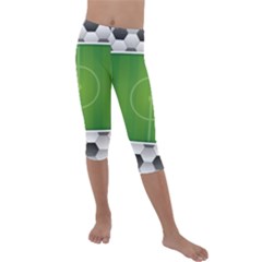 Background Sports Soccer Football Kids  Lightweight Velour Capri Leggings  by Wegoenart