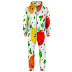 Pattern Fruit Fruits Orange Green Hooded Jumpsuit (men)  by Wegoenart