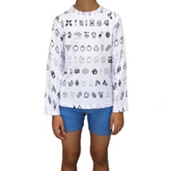 Vegan Vegetarian Icons Food Eat Kids  Long Sleeve Swimwear by Wegoenart