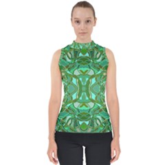 Abstract #8   Aqua Jungle 6000 Mock Neck Shell Top by KesaliSkyeArt