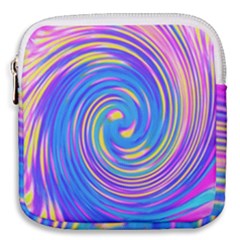 Cool Abstract Pink Blue And Yellow Twirl Liquid Art Mini Square Pouch by myrubiogarden